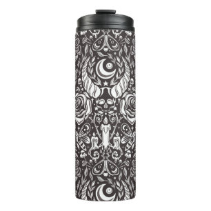 Gotisch monochroom patroon thermosbeker