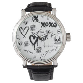 Gotisch Naadloos Patroon Horloge