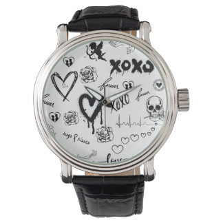 Gotisch Naadloos Patroon Horloge