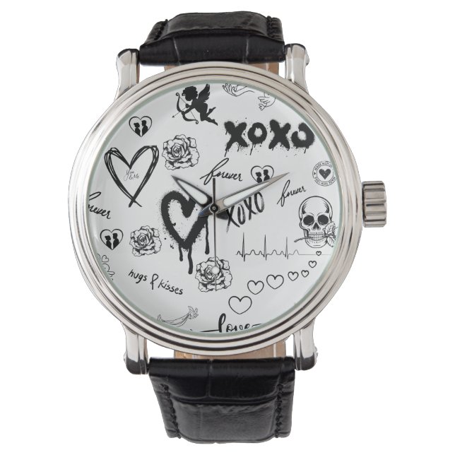Gotisch Naadloos Patroon Horloge (Voorkant)