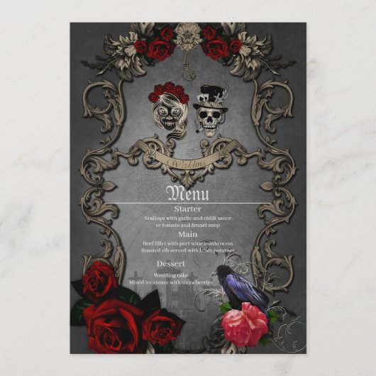 Gotisch ontwerp met coole schedels menu (Voorkant)