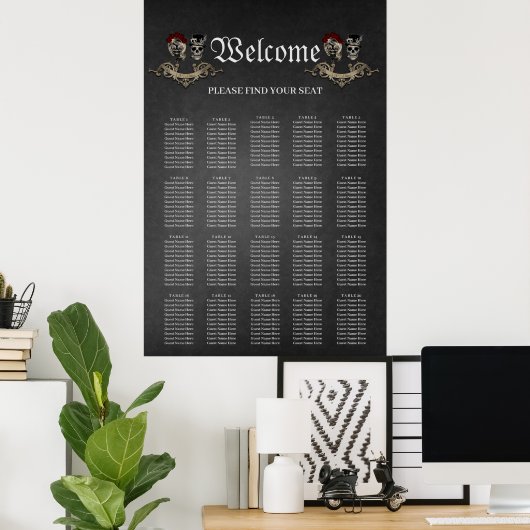 Gotisch ontwerp met coole schedels poster (Thuiskantoor)