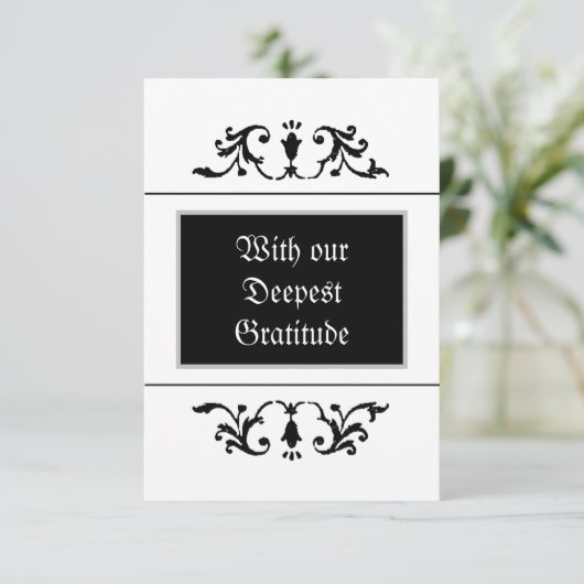 gotisch Ornament zwart-wit bruiloft Bedankkaart (Staand voorkant)