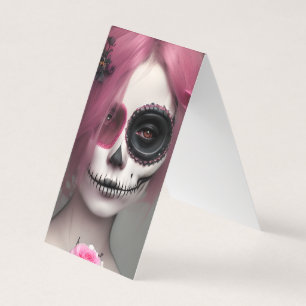 Gotisch Portret van een Elegante  Sugar Skull C Visitekaartjes