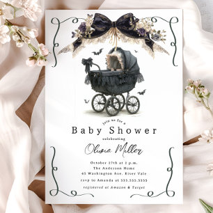 Gotisch Pram Baby shower Kaart