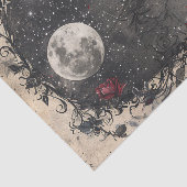 Gotisch raam Volle Maan Rode Rozen Tissuepapier (Detail)