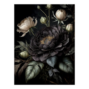 Gotisch Roos arrangement zwarte bloem Perfect Poster