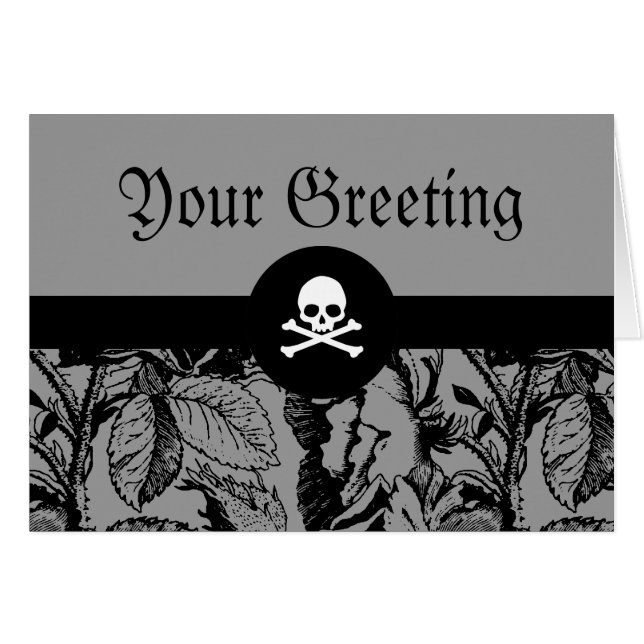 Gotisch Roos en Kaarten van de schedel (Voorkant Horizontaal)