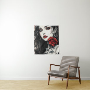 Gotisch Roos Halloween Elegant Vampire Girl Art Wandkleed