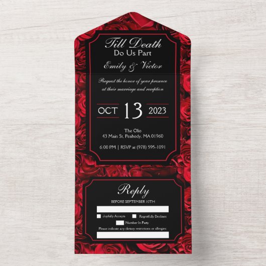 Gotisch Roos in één weddenschap All In One Uitnodiging (Binnen)