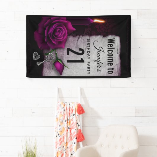 Gotisch Roos, kaarsen, perkamenten en andere aardb Spandoek (Insitu)