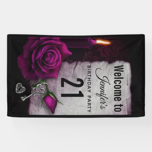 Gotisch Roos, kaarsen, perkamenten en andere aardb Spandoek (Horizontaal)