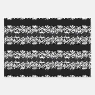 Gotisch:rozen, kant en schedels inpakpapier vel