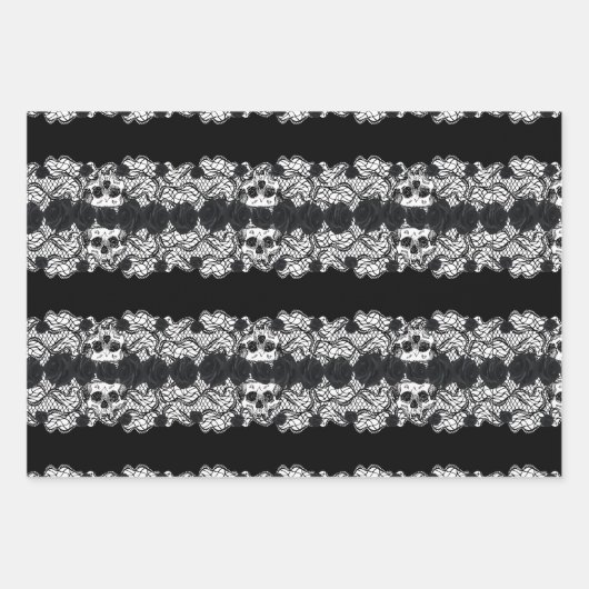 Gotisch:rozen, kant en schedels inpakpapier vel (Voorkant)