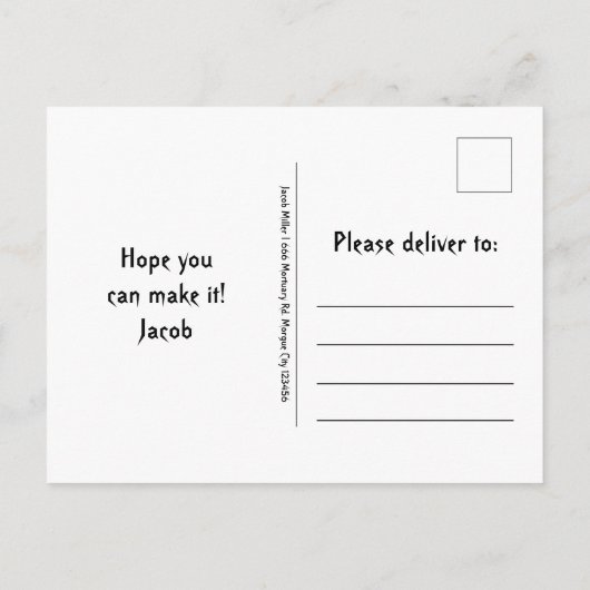 Gotisch Sinaasappel Zwart Halve schedel RIP Naar Z Uitnodiging Briefkaart (Achterkant)