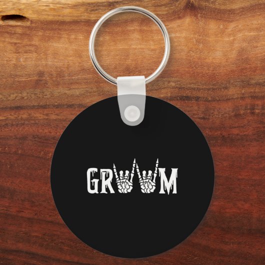 Gotisch skelet bruidegom bruiloft net getrouwd Spo Sleutelhanger (Voorkant)