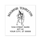 Gotisch Skelet dat Cellospelen Naam Retouradres Zelfinktende Stempel (Design)