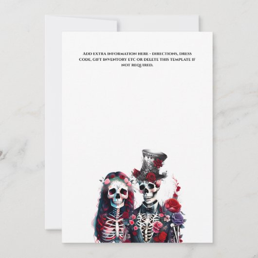 Gotisch skelet dode bruidegom rood wit kaart (Achterkant)