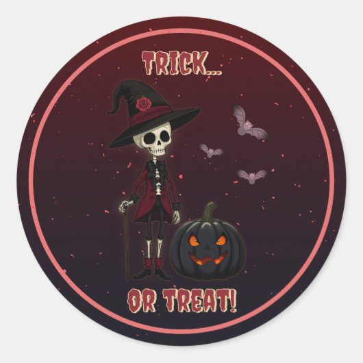 Gotisch skelet en pompoen Halloween Sticker (Voorkant)