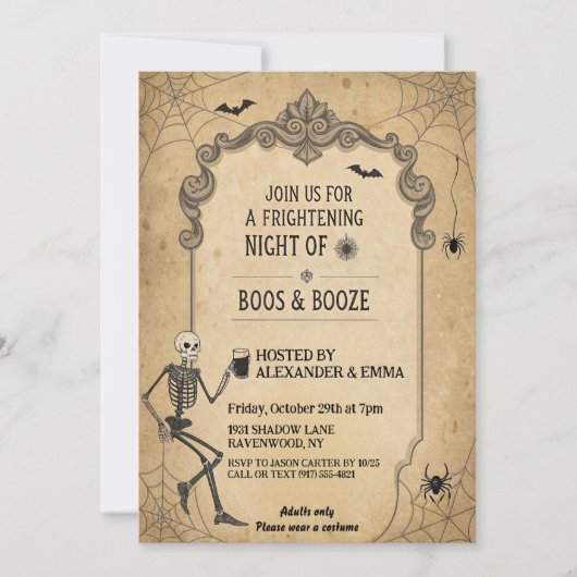 gotisch skelet - Halloweenfeest voor volwassenen Kaart (Voorkant)