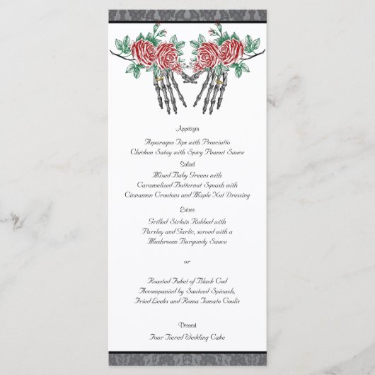 Gotisch Skelet Handen en Rozen Bruiloft Menu (Voorkant)