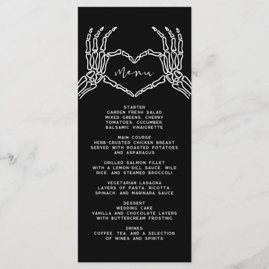 Gotisch Skelet Handen Halloween Bruiloft Menu (Voorkant)