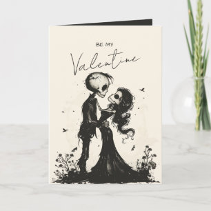 Gotisch Skelet Koppel Donkere Romantische Valentij Feestdagen Kaart
