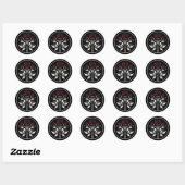 Gotisch Skelet Rib Rozen Zwart Elegant Bruiloft Ronde Sticker (Vel)