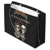 Gotisch skelet rozen koppel bruiloft groot cadeauzakje (Achterkant Gekanteld)