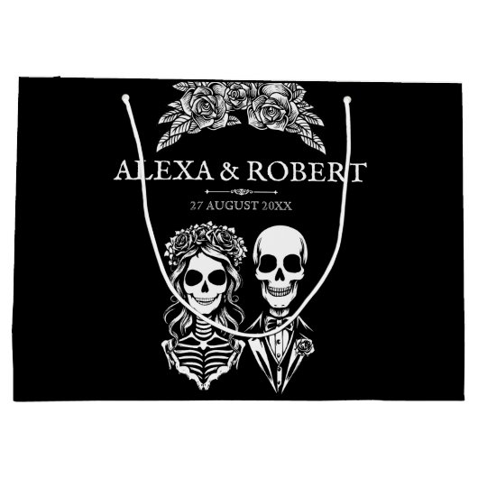 Gotisch skelet rozen koppel bruiloft groot cadeauzakje (Achterkant)