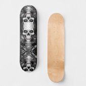 Gotisch Skelet Schedel Zwart & Wit Skateboard (Voorkant)
