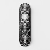 Gotisch Skelet Schedel Zwart & Wit Skateboard (Voorkant)