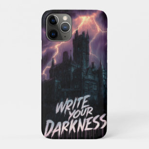 Gotisch spookkasteel onder onweer met tekst iPhone 11 pro hoesje
