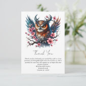 Gotisch thema Grappige Uil Bloemen bruiloft Bedankkaart (Staand voorkant)
