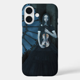 Gotisch Victoriaans meisje met viool Dark Fantasy iPhone 16 Hoesje