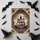 Gotisch Victoriaans spookhuis Halloween Party Kaart