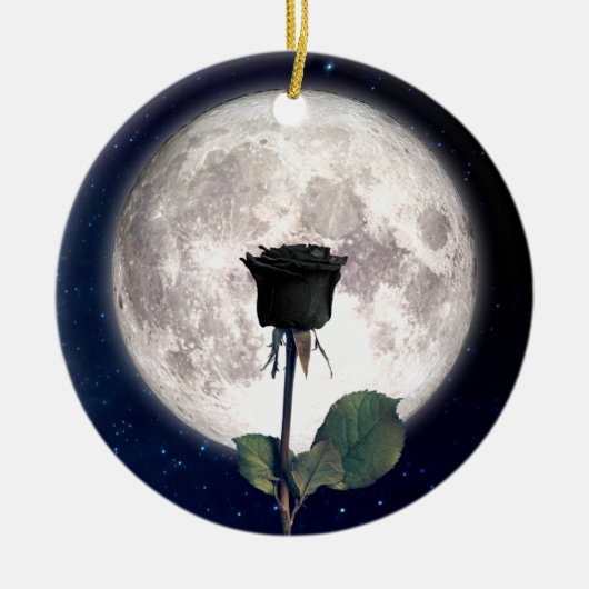 Gotisch, , Victoriaans, zwart Roos, donker Keramisch Ornament (Voorkant)