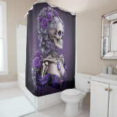 Gotisch vrouwelijk skelet douchegordijn (In situ)