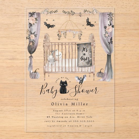 Gotisch Wieg Baby shower Uitnodiging Acryl Uitnodigingen (Voorkant)