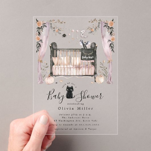 Gotisch Wieg Baby shower Uitnodiging Acryl Uitnodigingen (Insitu (Draagbaar))