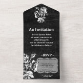 Gotisch zwart Roos Antiek All In One Uitnodiging (Binnen)