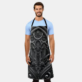 Gotisch zwart Schort met kathedraal ontwerp (Gedragen)