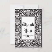 Gotisch Zwart & Wit Roycroft Lijst Bedankkaart (Voorkant)