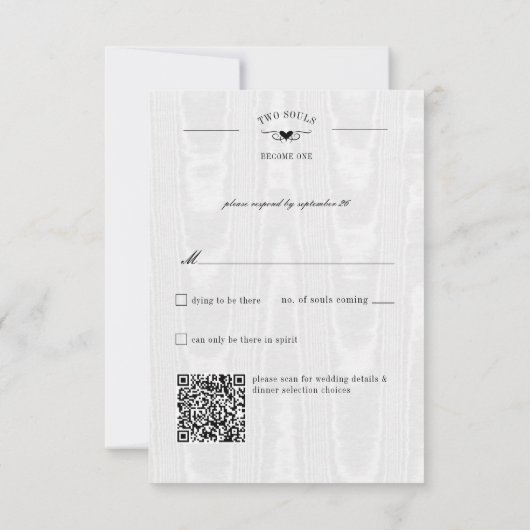 Gotisch Zwart & Wit Roycroft Lijst RSVP Kaartje (Achterkant)