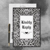 Gotisch Zwart & Wit Roycroft Lijst RSVP Kaartje