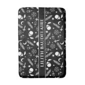 Gotisch zwart wit schedel kruis patroon monogram badmat (Voorkant Verticaal)