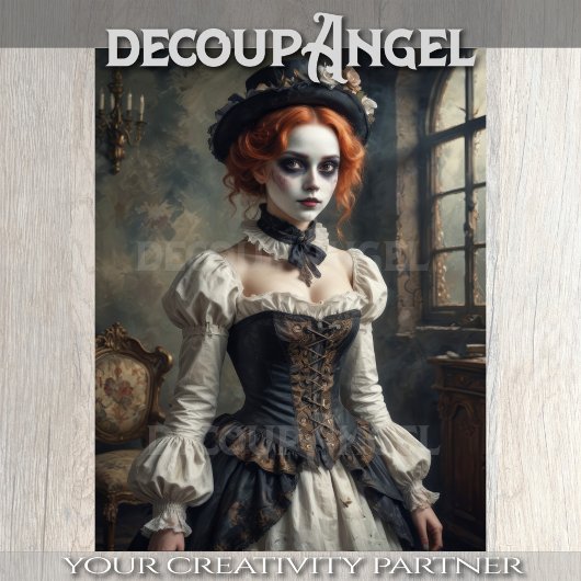 Gotische actrice uit de oudheid - Decoupage - Tissuepapier