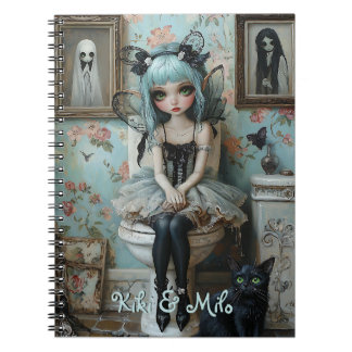 Gotische Anime Fairy & Cat in Badkamer Gepersonali Notitieboek