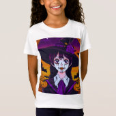 Gotische anime heks Halloween kunst T-shirt (Voorkant)