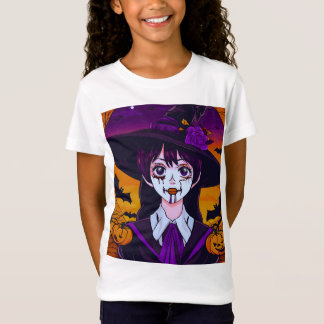 Gotische anime heks Halloween kunst T-shirt